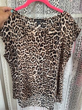 HeartSoul Leopard Print Cap Sleeve Top in Beige and Black